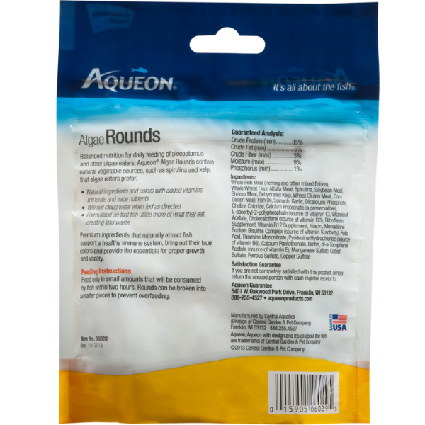 Alimento Para Peces De Fondo Algas 86 Gr Importado Aqueon 100106028