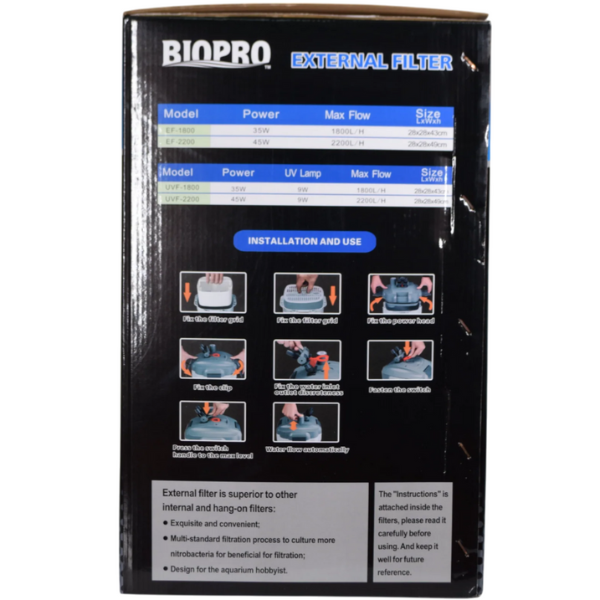 Filtro de Canasta EF-2200 Y UVF-200 Litros por Hora 45 Watts. Biopro