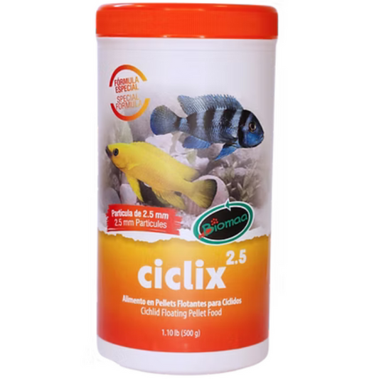 Alimento para Peces Ciclidos Ciclix Pellet 2.5 milimetros de 500 Gramos Biomaa
