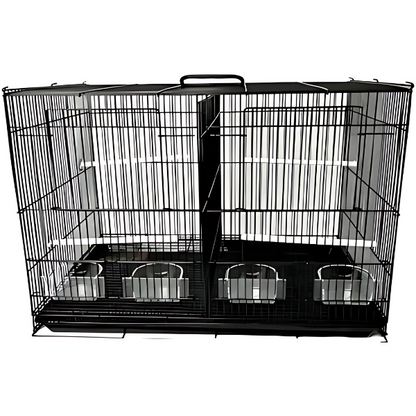 Jaula para Aves O Mascotas Pequeñas Con Divisiónes Negro Y Blanco CageLnad 422